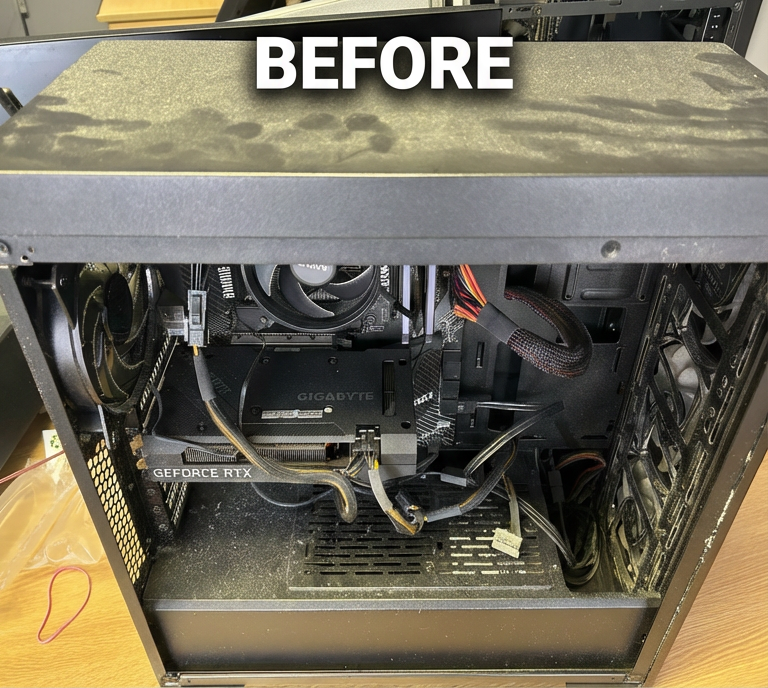 Before: interior of a customer PC after our service